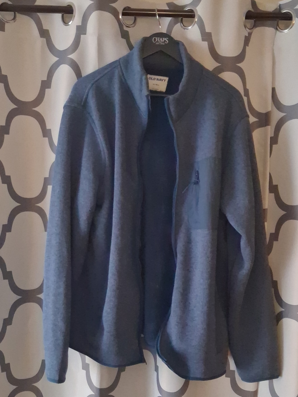 Old Navy Men's Full-Zip Heather Blue Fleece Sweater